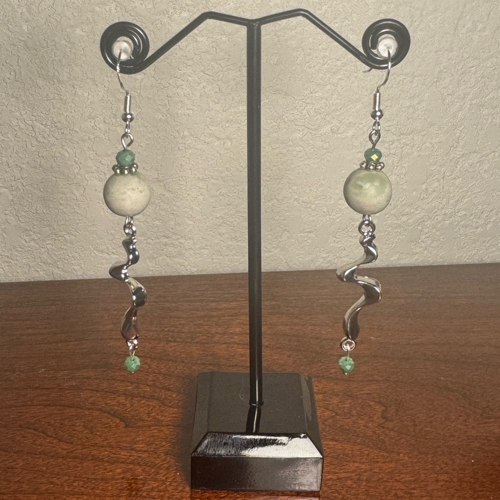 Green peace jade Dangle Earrings